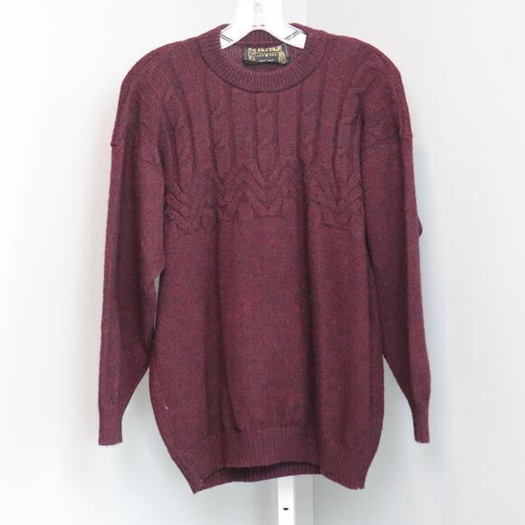 Vintage Alpaca Wool Sweater Maroon Cable Knit Pullover – See Measurements - Picture 1 of 6
